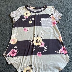 Floral Striped Short Sleeve Tee